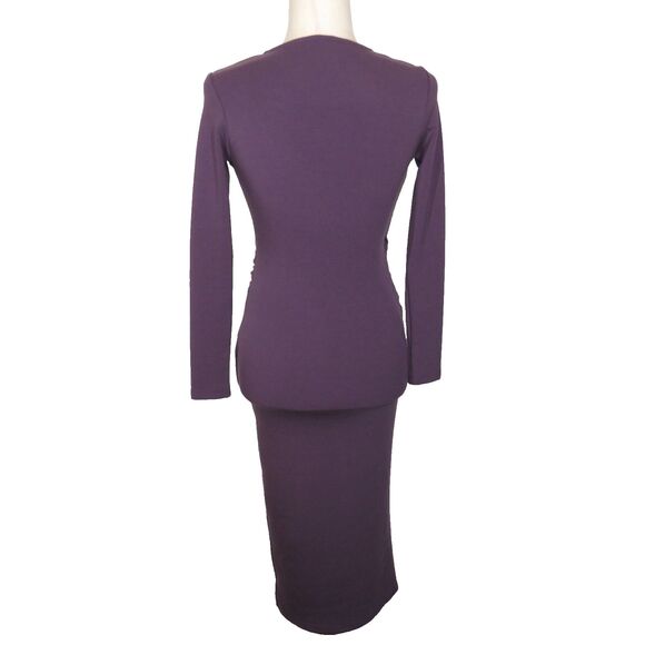 OGL MaxWarm Thermal Side Ruched Wrap Look Long Sleeve Dress Purple Sz Small - Picture 7 of 9